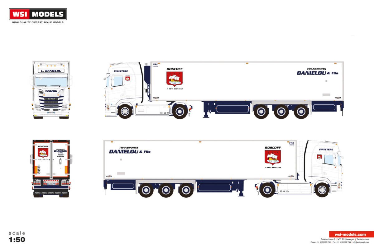 Danielou; SCANIA S HIGHLINE CS20H 4X2 REEFER TRAILER - 3 AXLE - Celt Models