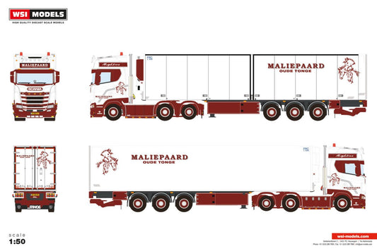 Maliepaard Transport; SCANIA S HIGHLINE CS20H 6X2 TAG AXLE REEFER TRAILER - 3 AXLE - Celt Models