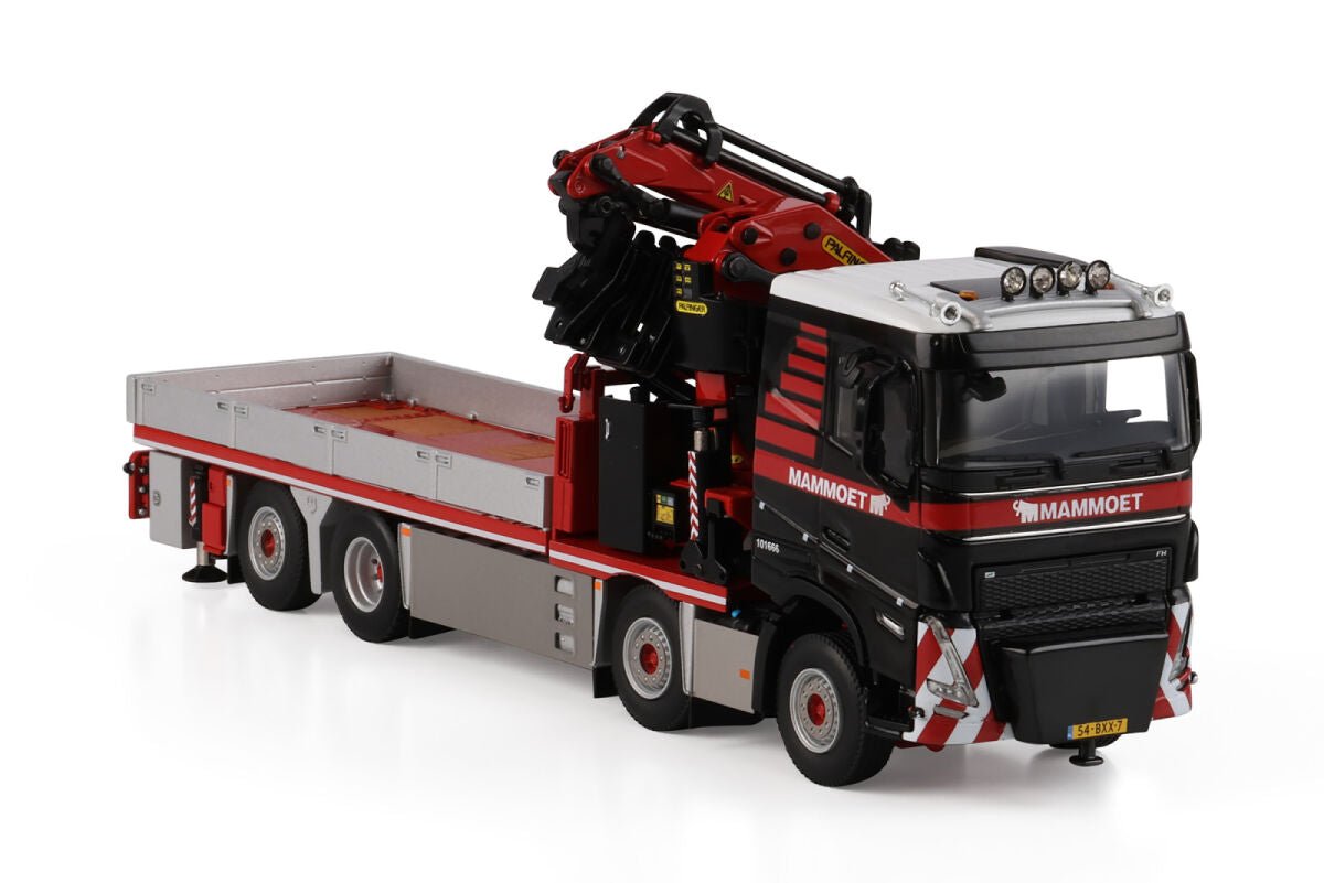 Mammoet Merchandising; VOLVO FH 5 SLEEPER CAB RIGED FLATBED TRUCK 8X2 TAG AXLE WITH PALFINGER PK 78002 SH + JIB - Celt Models
