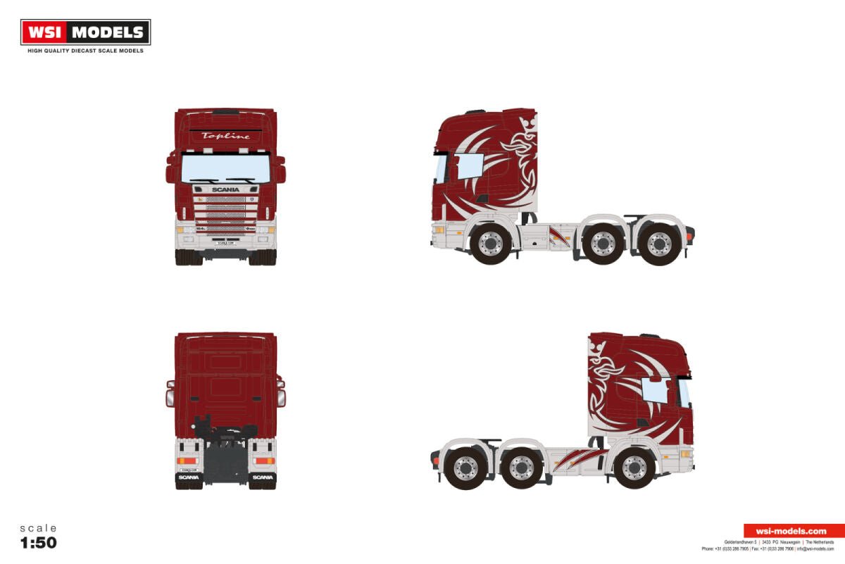 Premium Line; SCANIA 4 SERIES TOPLINE 6X2 TWIN STEER - Celt Models