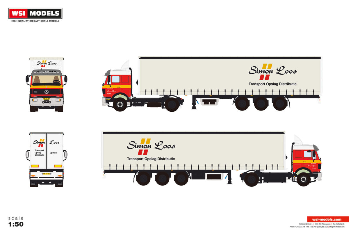 Simon Loos; MERCEDES-BENZ NG FLAT ROOF 4X2 CURTAINSIDE TRAILER - 3 AXLE