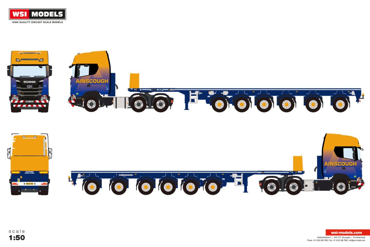Ainscough Crane Hire; SCANIA S HIGHLINE CS20H 6X4 BALLAST TRAILER - 6 AXLE - Celt Models