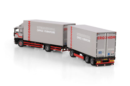 ARGS Ergonom; DAF 3300 RIGED BOX TRUCK RIGED BOX DRAWBAR TURNTABLE TRAILER - 3 AXLE