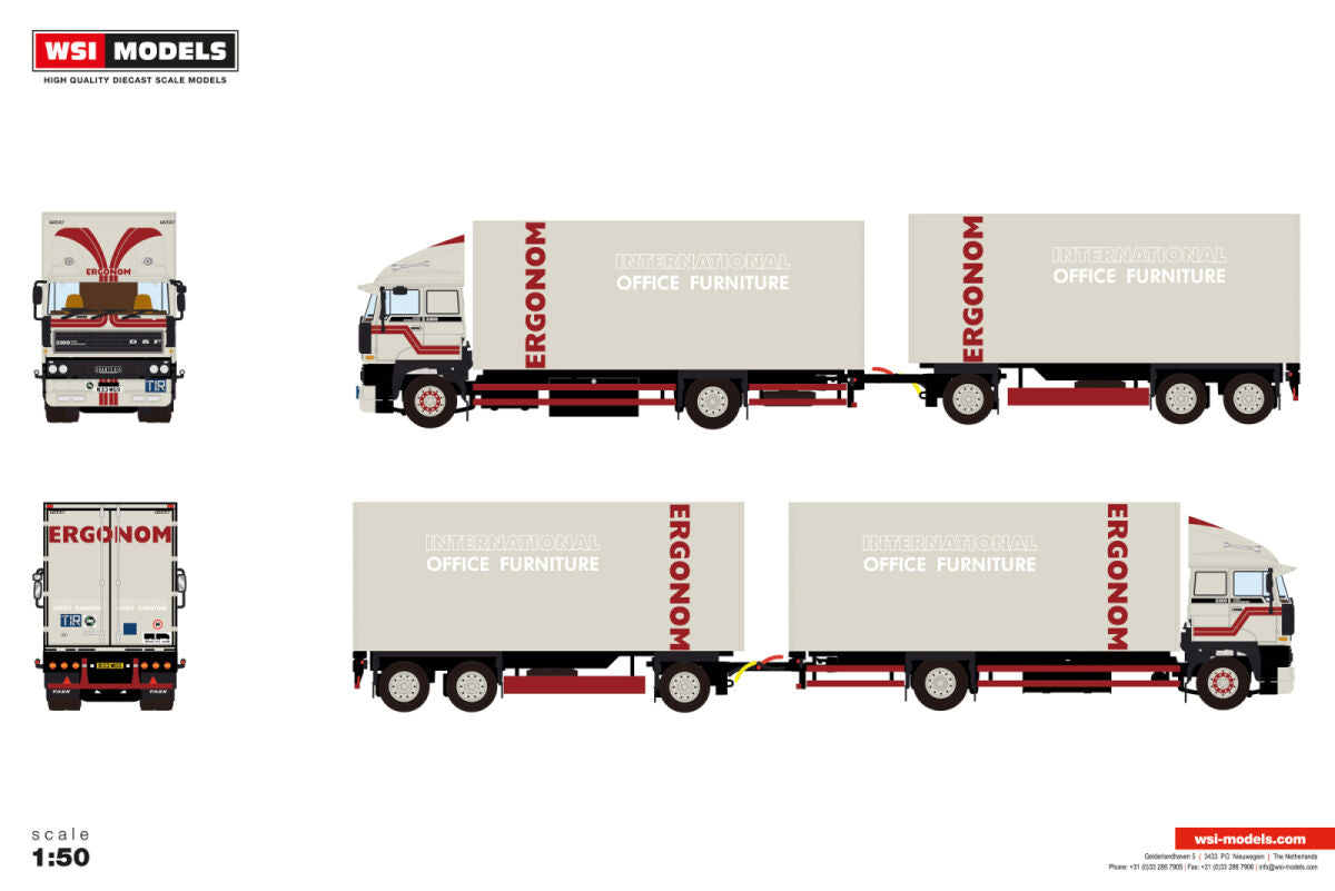 ARGS Ergonom; DAF 3300 RIGED BOX TRUCK RIGED BOX DRAWBAR TURNTABLE TRAILER - 3 AXLE