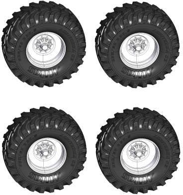 Mitas Agriterra 03 680/60-R30.5 (Tyres) set of 4 tyres incl Silver RIM and HUB 1/32