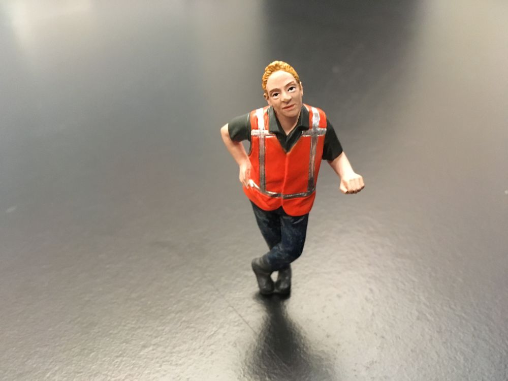 Worker leaning Orange safety jacket 1/32