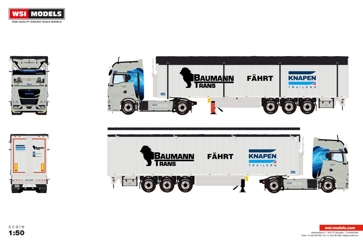 Baumann Trans; MAN TGX GX 4X2 MOVING FLOOR TRAILER - 3 AXLE
