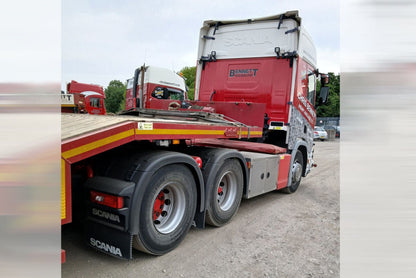 Chris Bennett; SCANIA R HIGHLINE CR20H 6X2 TAG AXLE SEMI LOW LOADER WITH RAMPS - 3 AXLE - Celt Models
