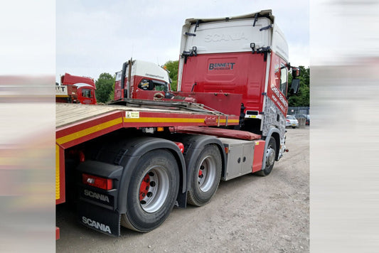 Chris Bennett; SCANIA R HIGHLINE CR20H 6X2 TAG AXLE SEMI LOW LOADER WITH RAMPS - 3 AXLE - Celt Models