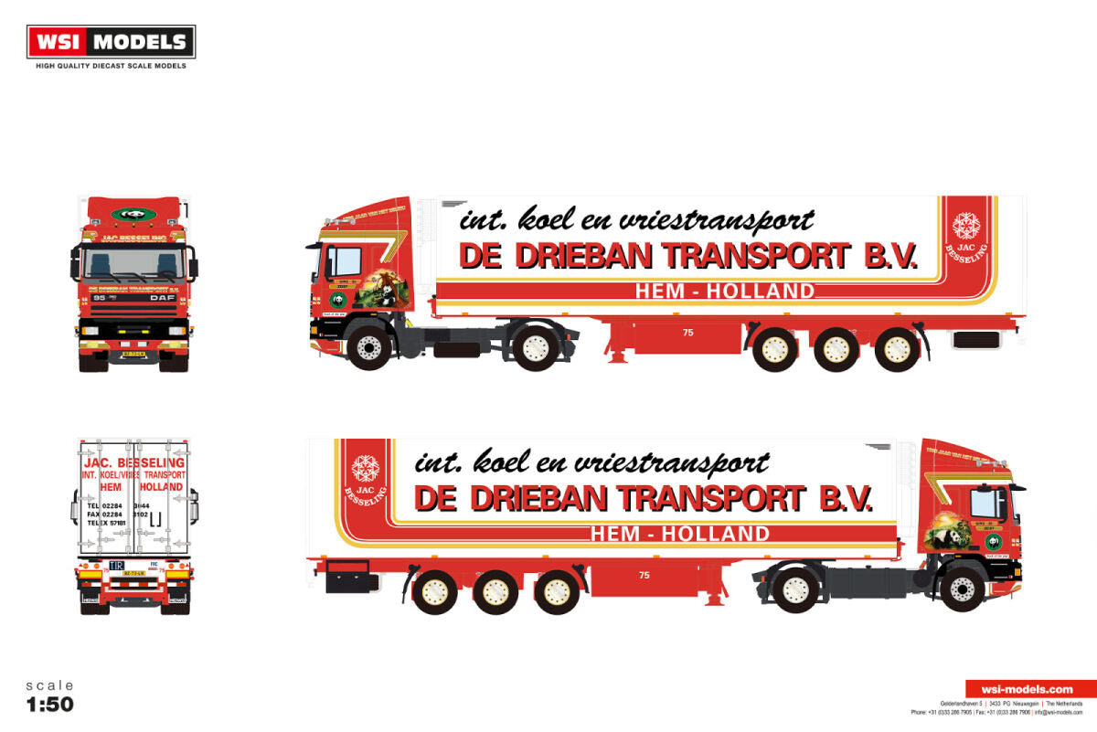 De Drieban Transport; DAF 95 SPACE CAB 4X2 REEFER TRAILER - 3 AXLE