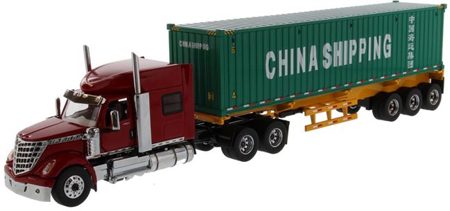 International LoneStar Day Cab Grey Skeleton Trailer 40' China Container