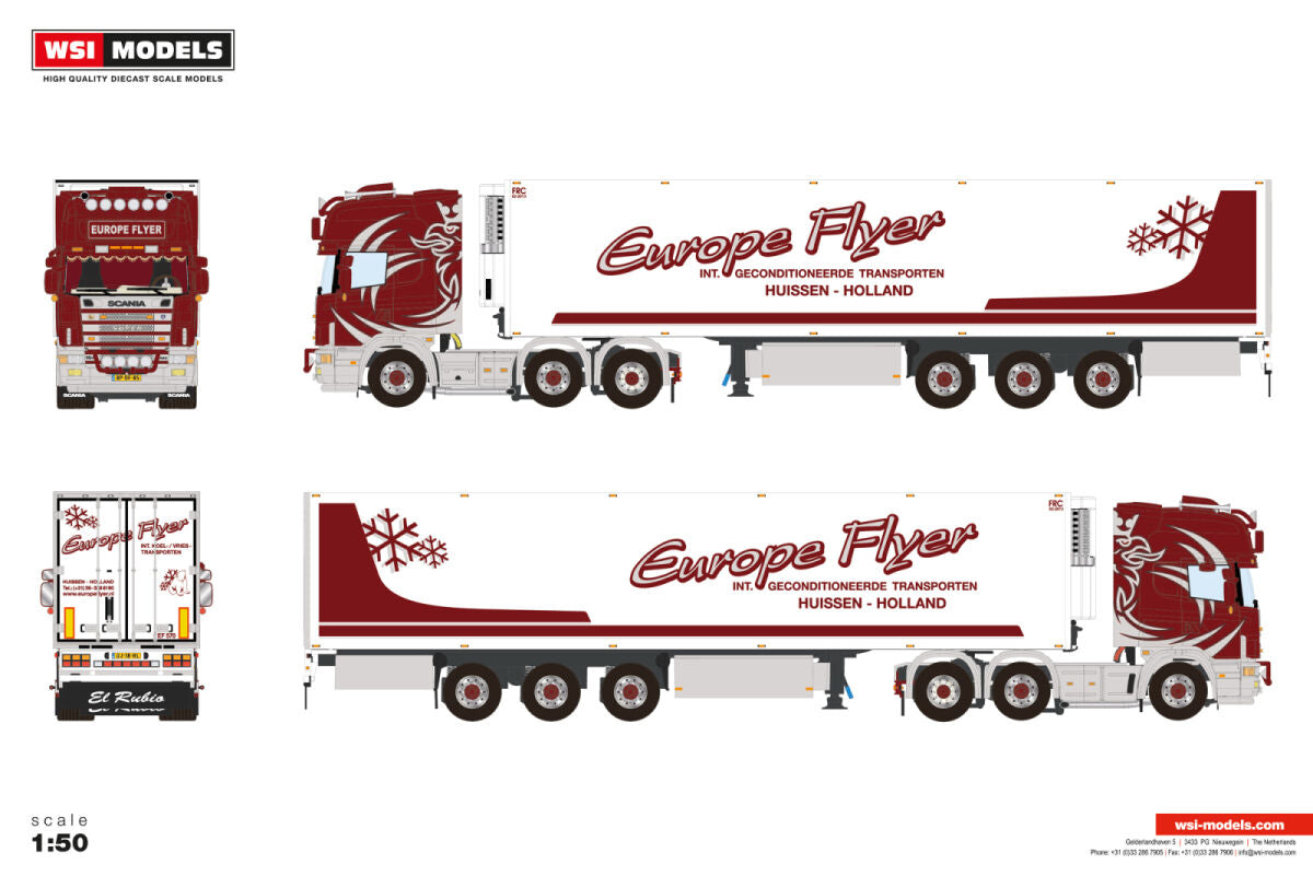 Europe Flyer; SCANIA 4 SERIES TOPLINE 6X2 TWIN STEER REEFER TRAILER - 3 AXLE