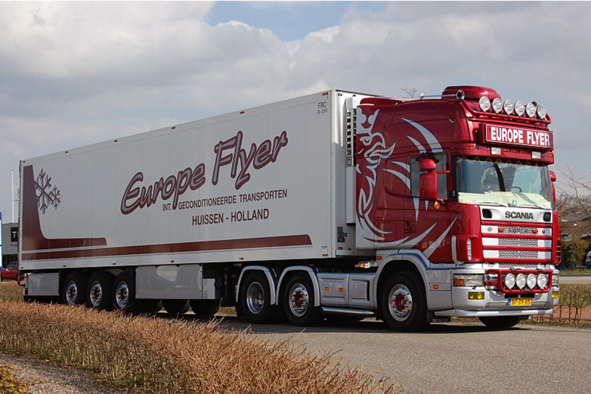 Europe Flyer; SCANIA 4 SERIES TOPLINE 6X2 TWIN STEER REEFER TRAILER - 3 AXLE
