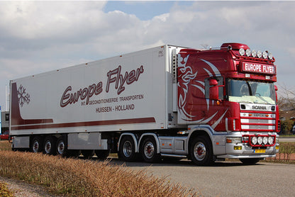 Europe Flyer; SCANIA 4 SERIES TOPLINE 6X2 TWIN STEER REEFER TRAILER - 3 AXLE