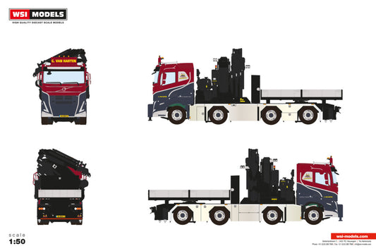 G. van Harten; VOLVO FH5 SLEEPER CAB 8X2 TAG AXLE WITH FASSI 1300 + JIB BALLAST BOX + HITCH