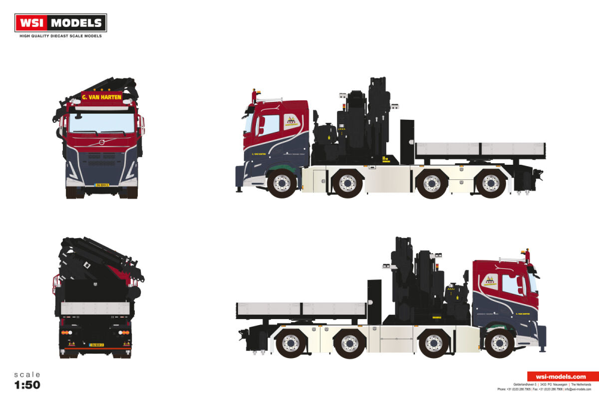 G. van Harten; VOLVO FH5 SLEEPER CAB 8X2 TAG AXLE WITH FASSI 1300 + JIB BALLAST BOX + HITCH