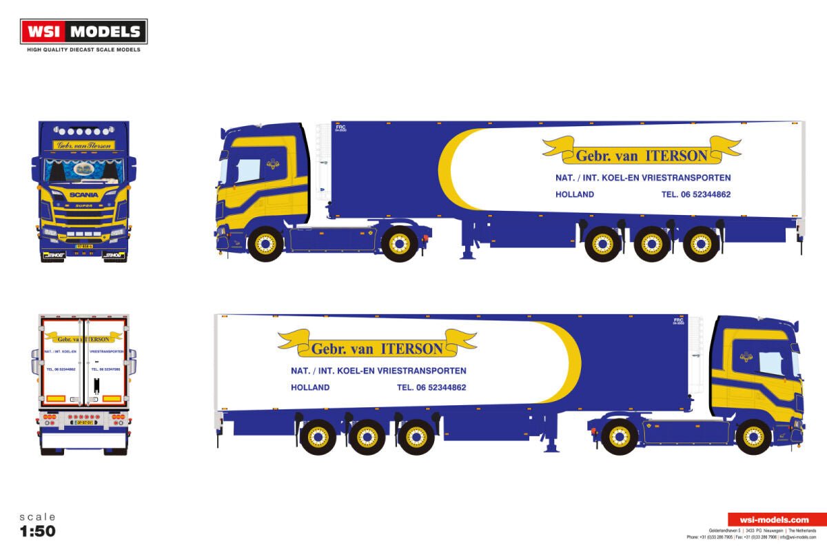 Gebr. van Iterson; SCANIA S HIGHLINE CS20H 4X2 REEFER TRAILER - 3 AXLE - Celt Models