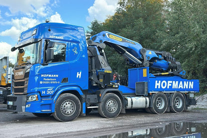 Hofmann; SCANIA R HIGHLINE CR20H 8X4 WITH PALFINGER PK 165.002 TEC 7 + JIB