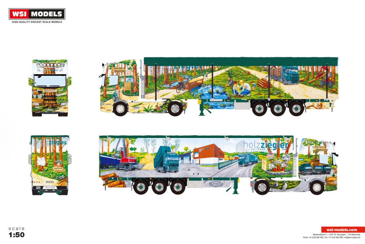 Holz Ziegler; SCANIA S HIGHLINE CS20H 4X2 VOLUME TRAILER - 3 AXLE - Celt Models