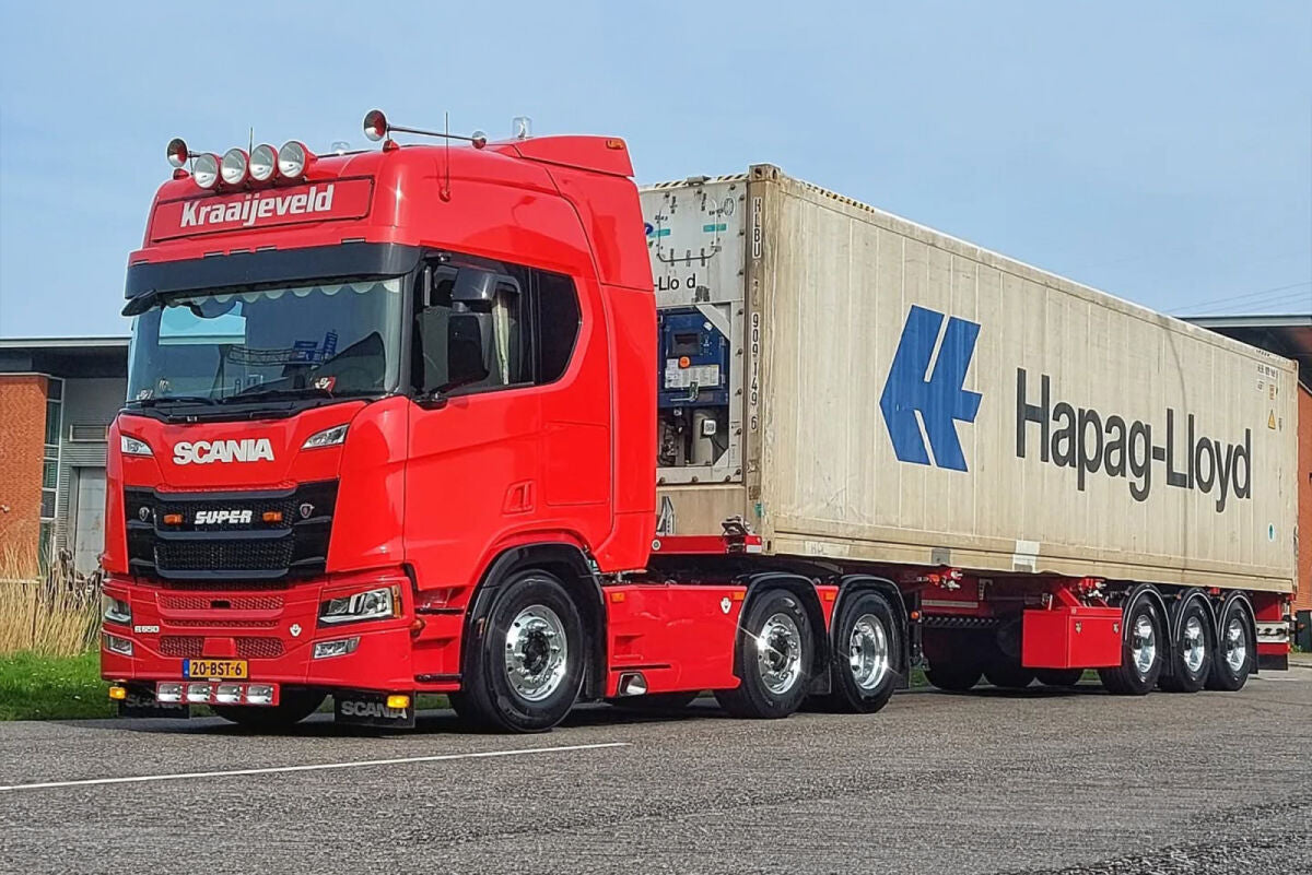 Kraaijeveld; SCANIA R HIGHLINE CR20H 6X2 TWIN STEER FLEX CONTAINER TRAILER - 3 AXLE + 40FT REEFER CONTAINER THERMOKING