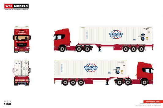 Kraaijeveld; SCANIA R HIGHLINE CR20H 6X2 TWIN STEER FLEX CONTAINER TRAILER - 3 AXLE + 40FT REEFER CONTAINER THERMOKING