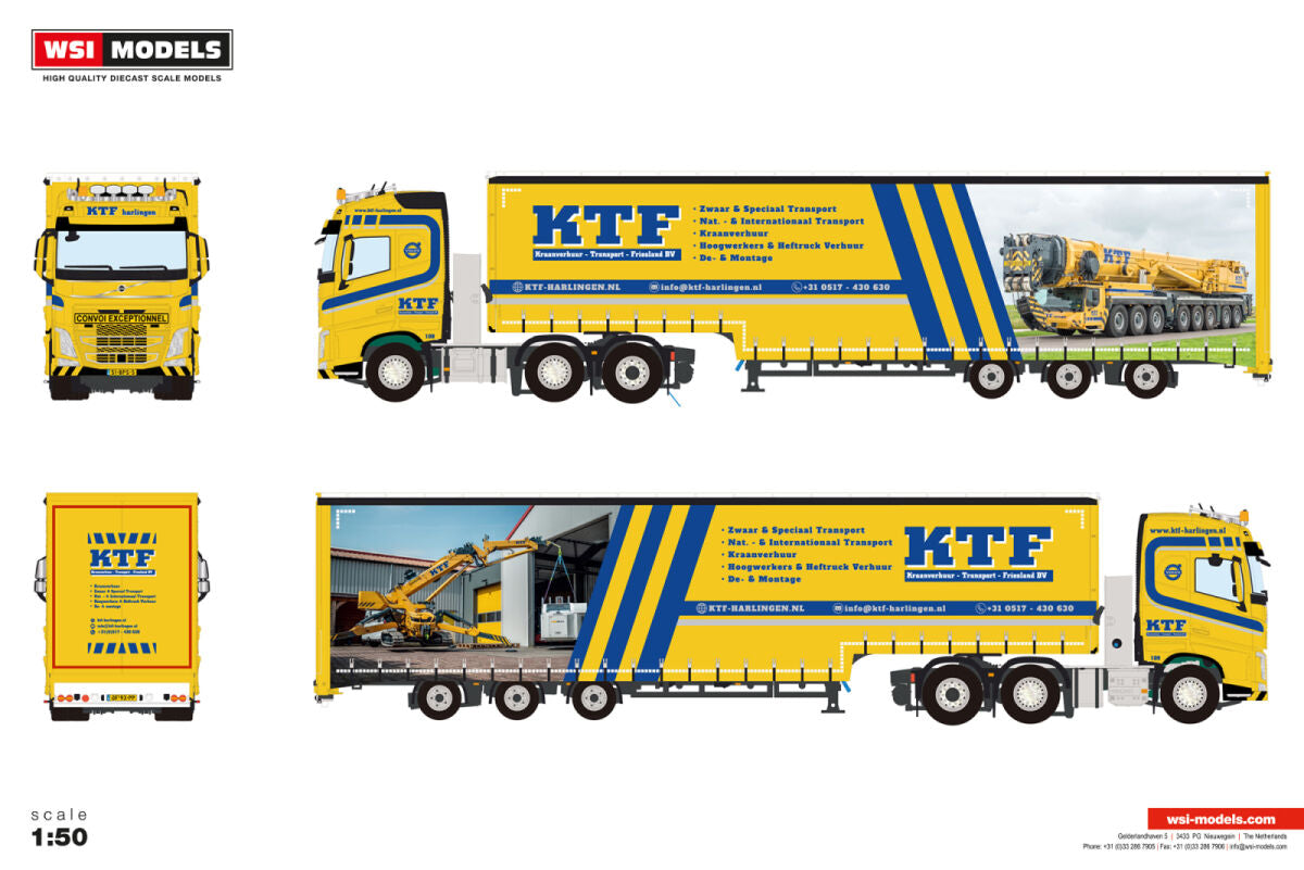 KTF Harlingen; VOLVO FH4 GLOBETROTTER 6X2 TWIN STEER SEMI WITH CURTAIN - 3 AXLE