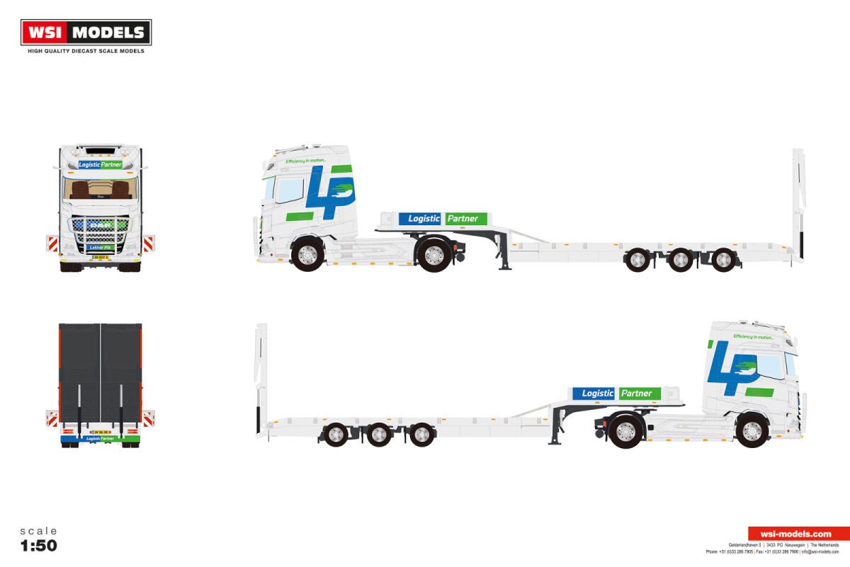 Logistic Partner; DAF XG+ 4X2 SEMI LOW LOADER WITH RAMPS - 3 AXLE - Celt Models