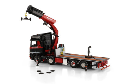 Mammoet; SCANIA R HIGHLINE CR20H RIGED FLATBED TRUCK 8X2 TAG AXLE RIGED FLATBED TRUCK DRAWBAR TRAILER - 6 AXLE WITH PALFINGER PK 370 TEC