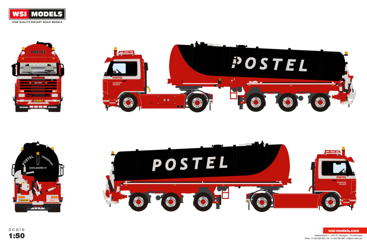 Postel Transport; SCANIA 3 SERIES STREAMLINE 4X2 VACUUM TANK TRAILER - 3 AXLE