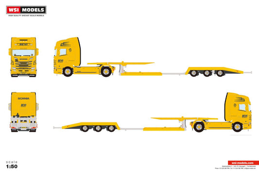 Revi; SCANIA R HIGHLINE CR20H 4X2 TRUCK TRANSPORTER - 3 AXLE - Celt Models