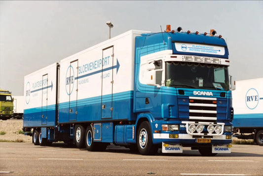 RVE Plantenexport; SCANIA R4 TOPLINE RIGED REEFER TRUCK 6X2 TAG AXLE RIGED REEFER DRAWBAR CENTRE-AXLED TRAILER - 2 AXLE