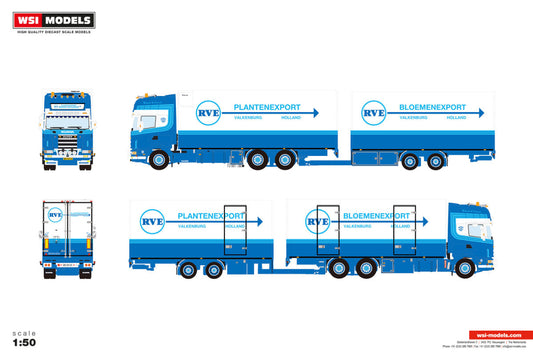 RVE Plantenexport; SCANIA R4 TOPLINE RIGED REEFER TRUCK 6X2 TAG AXLE RIGED REEFER DRAWBAR CENTRE-AXLED TRAILER - 2 AXLE
