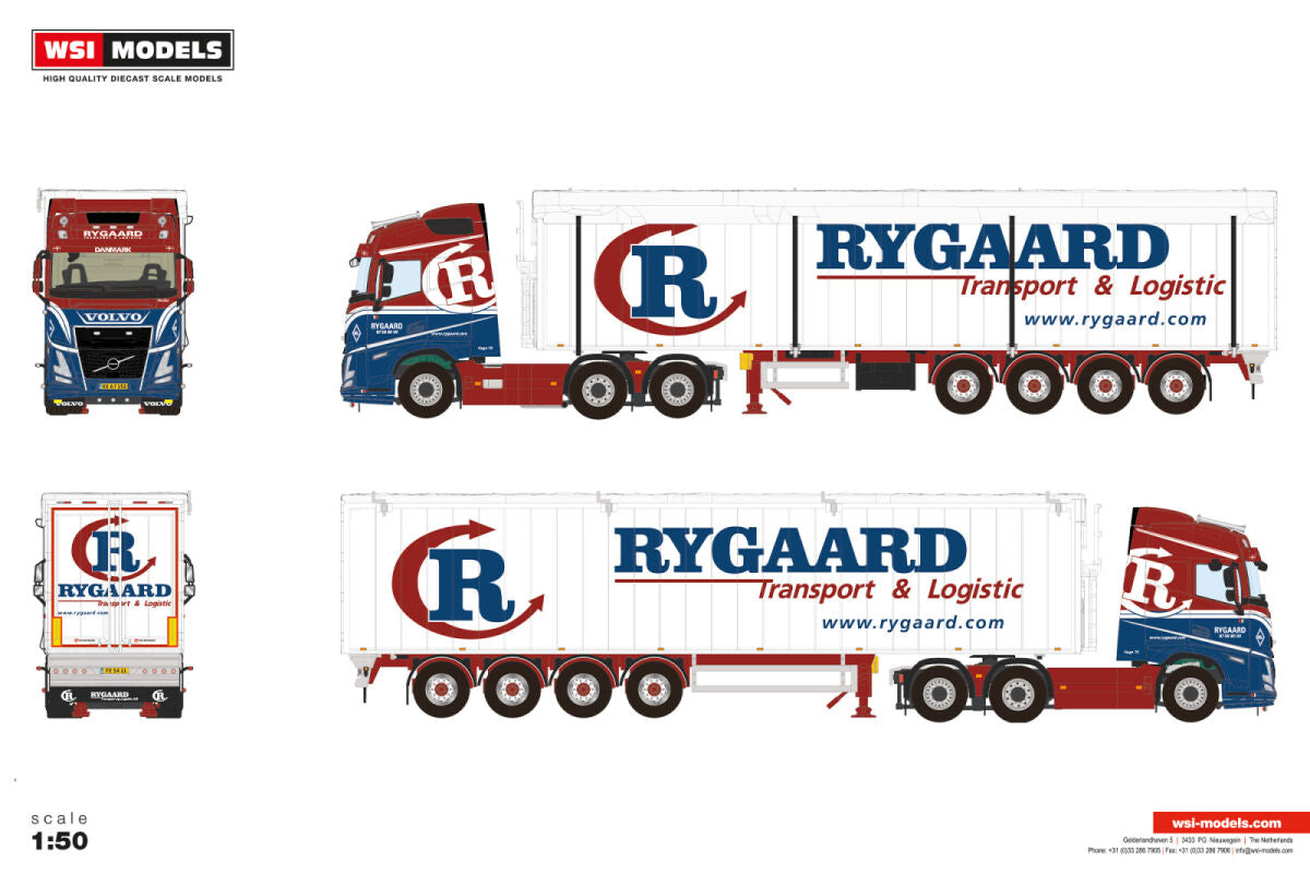 Rygaard; VOLVO FH AERO GLOBETROTTER 6X2 TAG AXLE MOVING FLOOR TRAILER - 4 AXLE