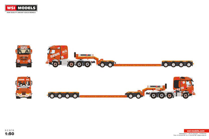 Senn AG; MERCEDES-BENZ AROCS MP4 2.300MM STREAM SPACE 8X6 LOW LOADER WITH DOLLY 2 AXLE - 4 AXLE - Celt Models