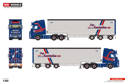 Siep Amsterdam; VOLVO FH AERO GLOBETROTTER XXL 6X2 TAG AXLE SEMI WITH CURTAIN TRAILER - 3 AXLE