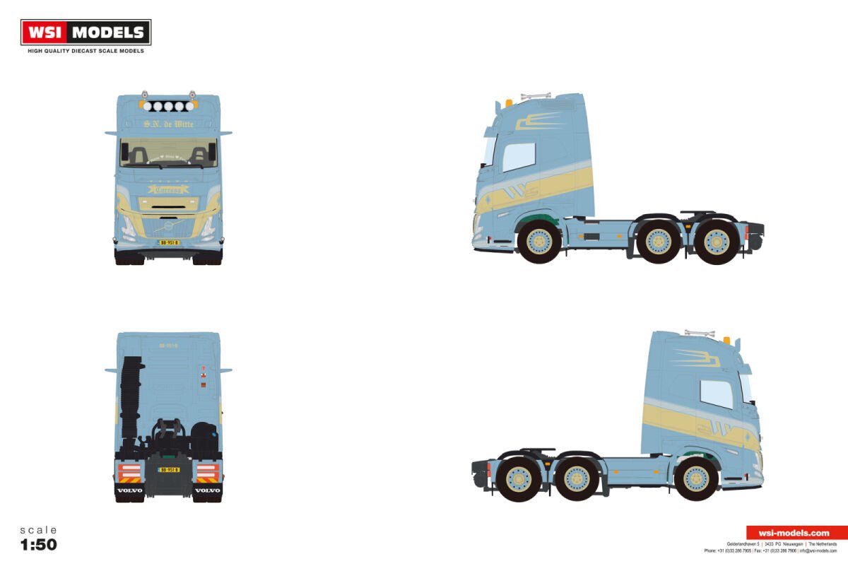 S.N. de Witte; VOLVO FH AERO GLOBETROTTER XL 6X2 TWIN STEER - Celt Models