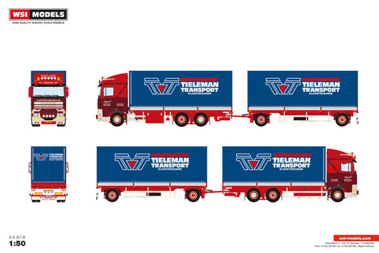 Tieleman; DAF 95XF SPACE CAB 6X2 TAG AXLE RIGED BOX TRUCK DRAWBAR TRAILER - 5 AXLE
