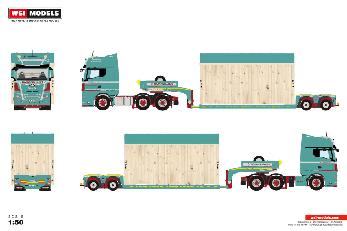 Timmerhaus; MAN TGX GX 6X2 TWIN STEER EURO PX LOW LOADER - 2 AXLE HIGH WOODEN BOX WITH TOP SEAL