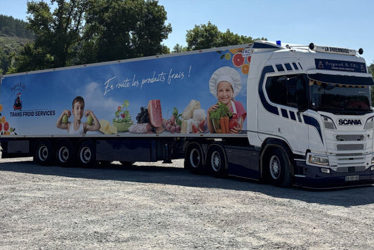 Transports Bajard et Fils; SCANIA R HIGHLINE CR20H 6X2 TWIN STEER REEFER TRAILER - 3 AXLE - Celt Models