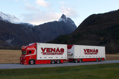 Venås; SCANIA R HIGHLINE CR20H RIGED REEFER TRUCK 6X2 TAG AXLE RIGED REEFER DRAWBAR TURNTABLE TRAILER - 4 AXLE
