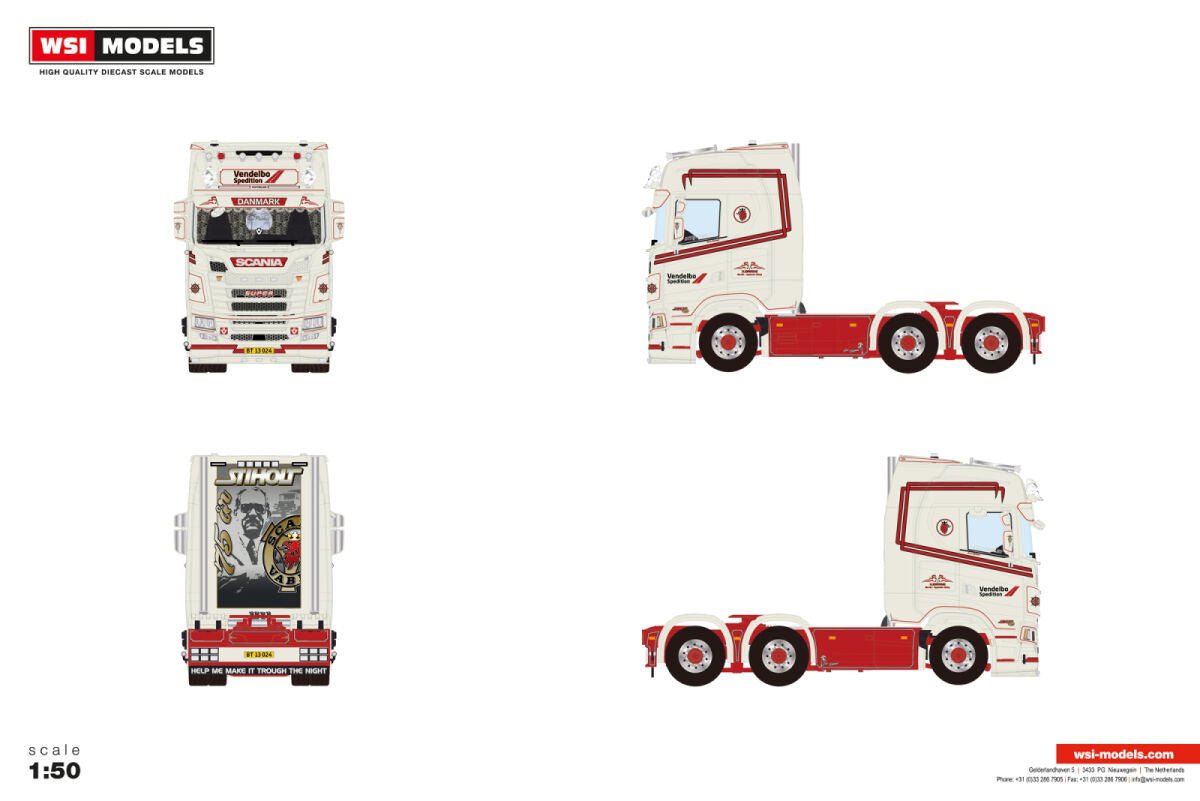 Vendelbo Spedition; SCANIA S HIGHLINE CS20H 6X2 TAG AXLE - Celt Models