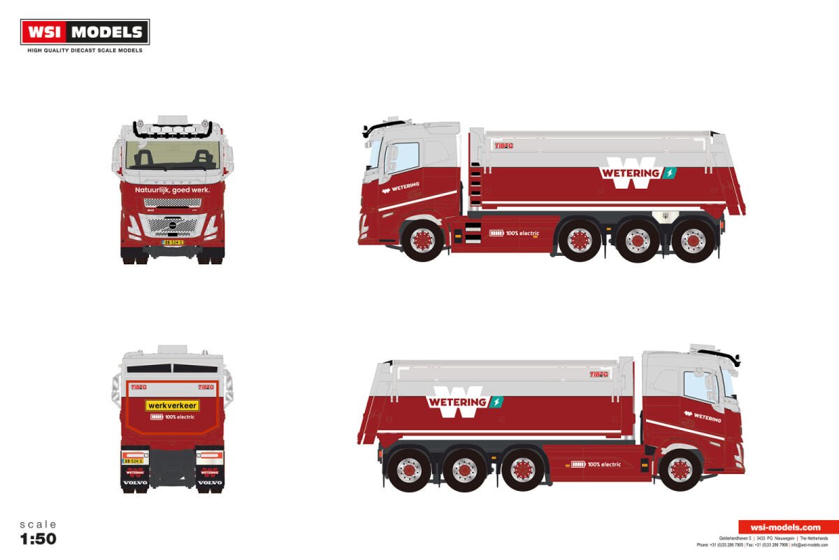 Wetering; VOLVO FH AERO SLEEPER CAB ELECTRIC TIPPER TRUCK 8X4 - Celt Models