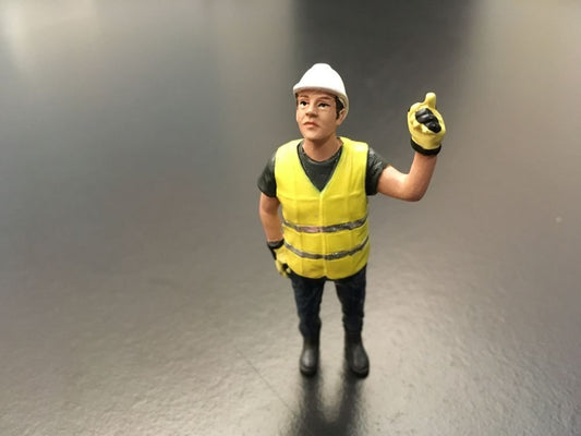 Worker directing hoist Yellow safety jacket with helmet 1/32 - Celt Models